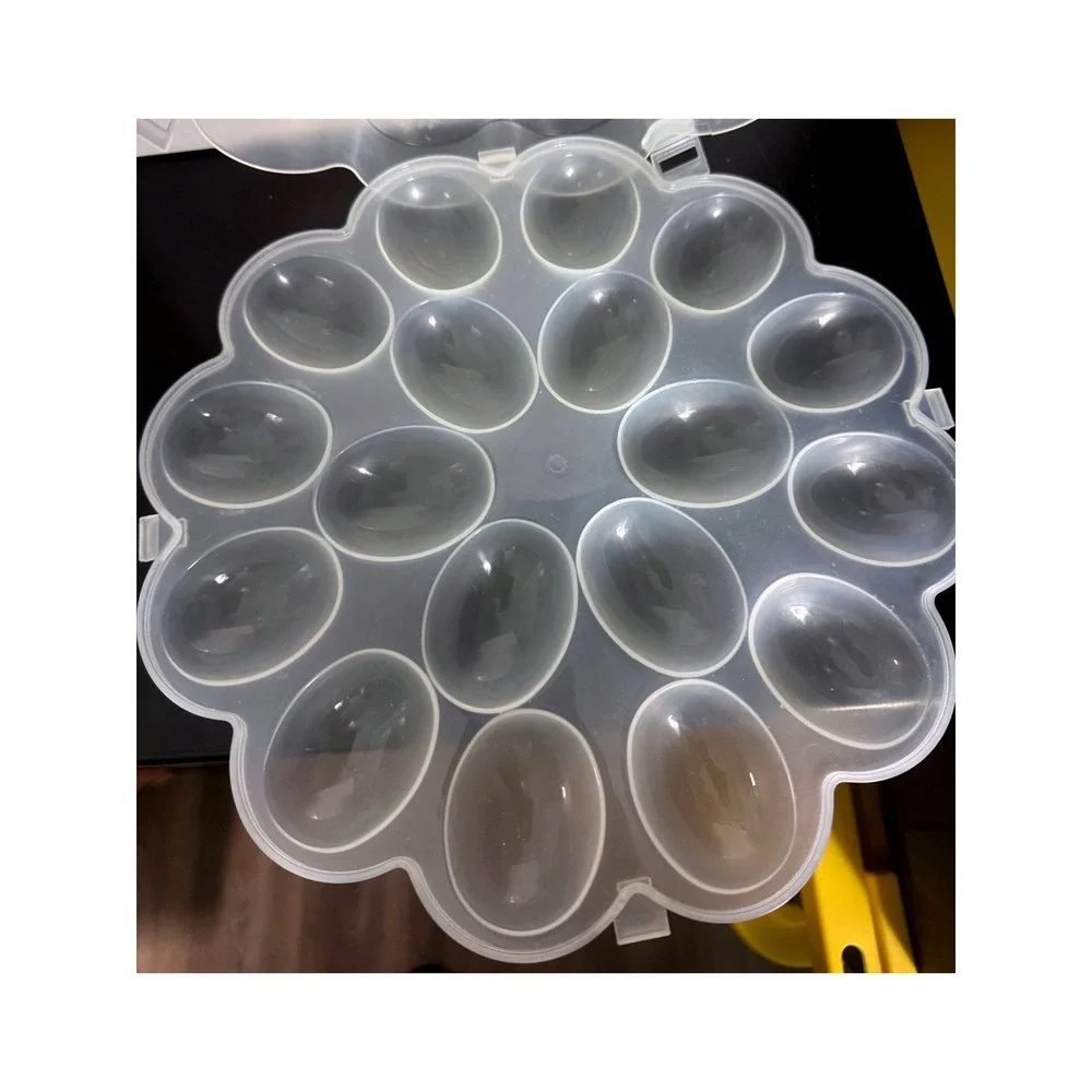Set of 2 Stackable Deviled Egg Carriers 18 Slot Clear Plastic Trays with Lids